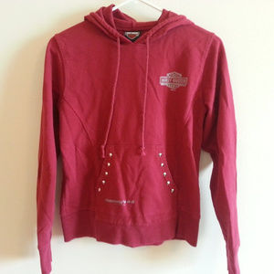 Harley Davidson red/maroon hoodie - womens small